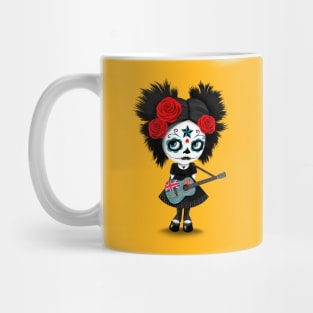 Sugar Skull Girl Playing Fiji Flag Guitar Mug